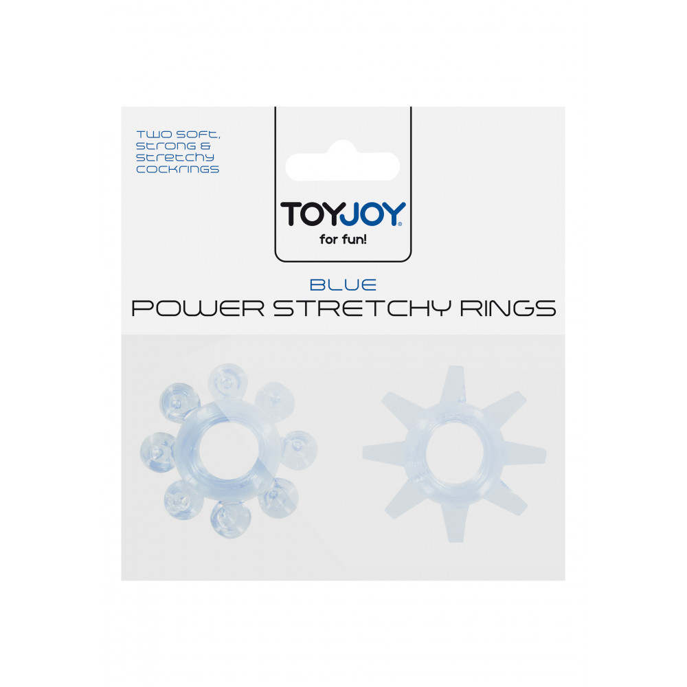 Эрекционные кольца и насадки на член - Набор из 2 шт колец на пенис Toy Joy - Power Stretchy Rings 2pcs Blue, 10459-BLUE