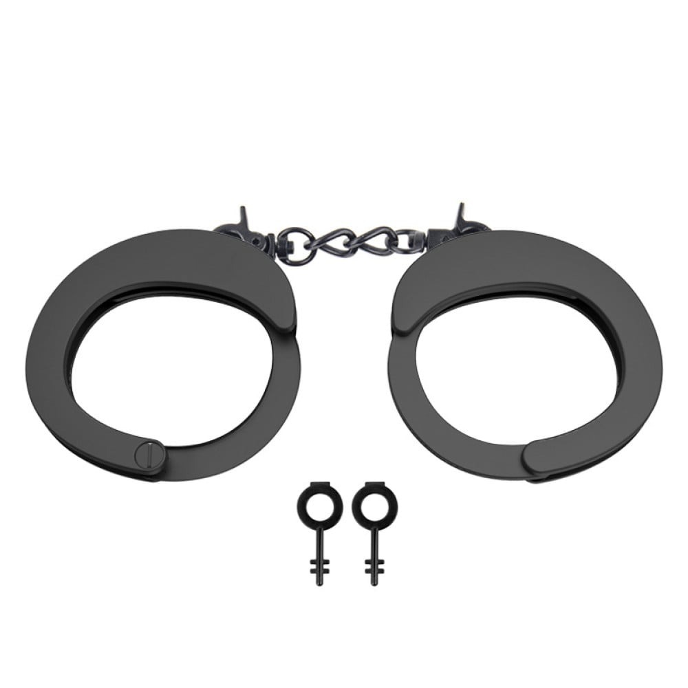 БДСМ игрушки - Наручники разборные матовые Romfun Black металлические, черные