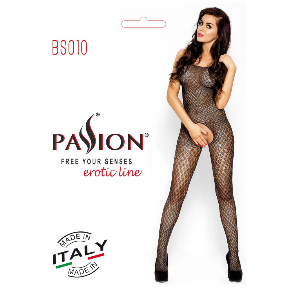 Бодистокинг - Бодистокинг Passion BS010 black, комбинезон, мелкая сеточка 2