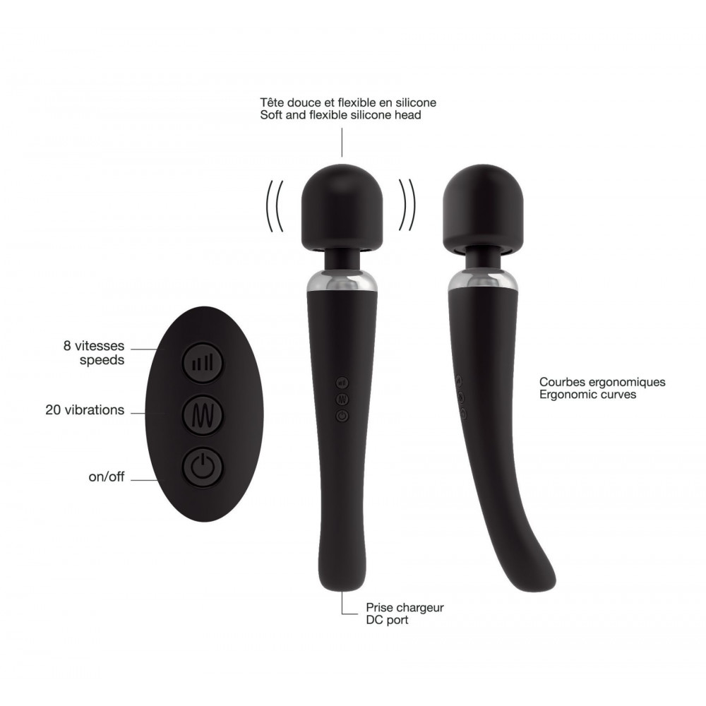 Вибромассажеры - Мощный вибромассажер Dorcel Megawand Black перезаряжаемый, 160 режимов 3