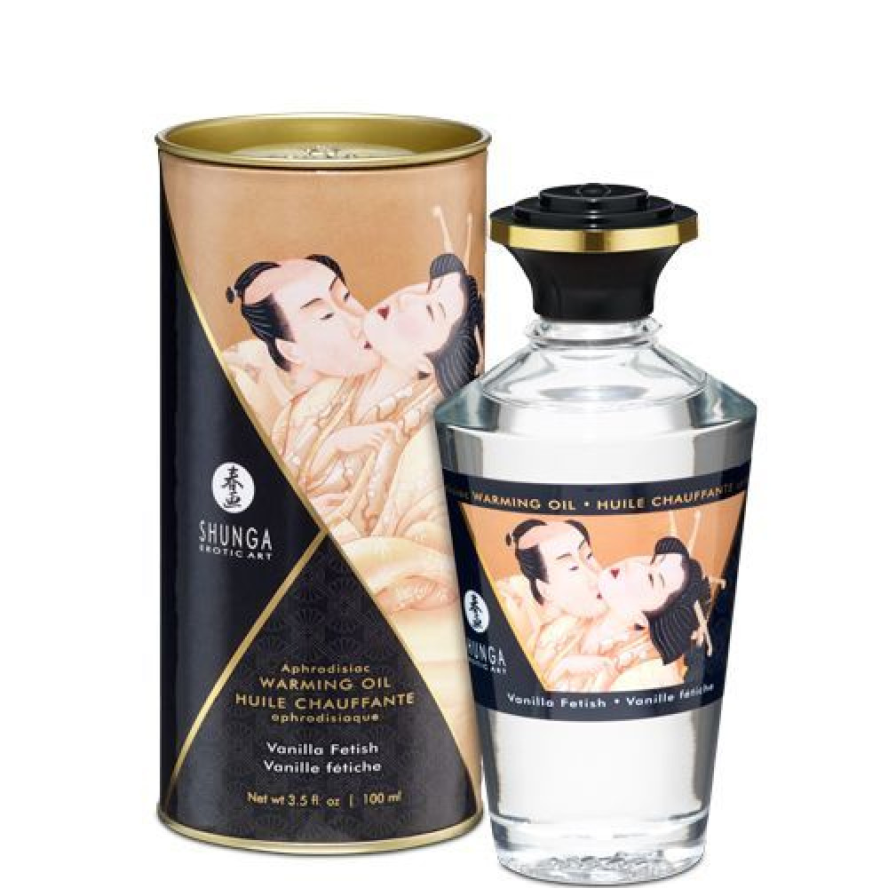 Массажные масла и свечи - Разогревающее масло Shunga Aphrodisiac Warming Oil - Vanilla Fetish (100 мл) без сахара, вкусный