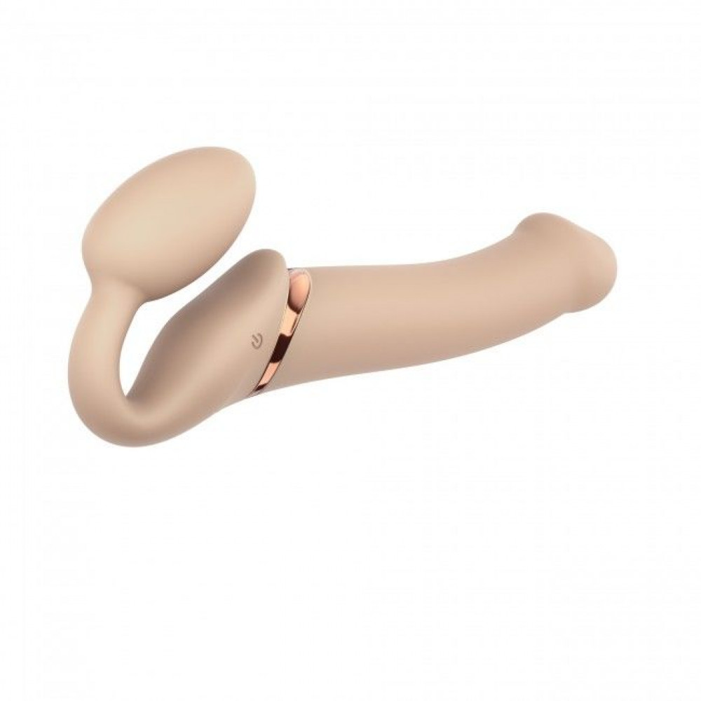 Страпоны безремневые - Безремневой страпон с вибрацией Strap-On-Me Vibrating Flesh L, диаметр 3,7см, пульт ДУ, регулируемый