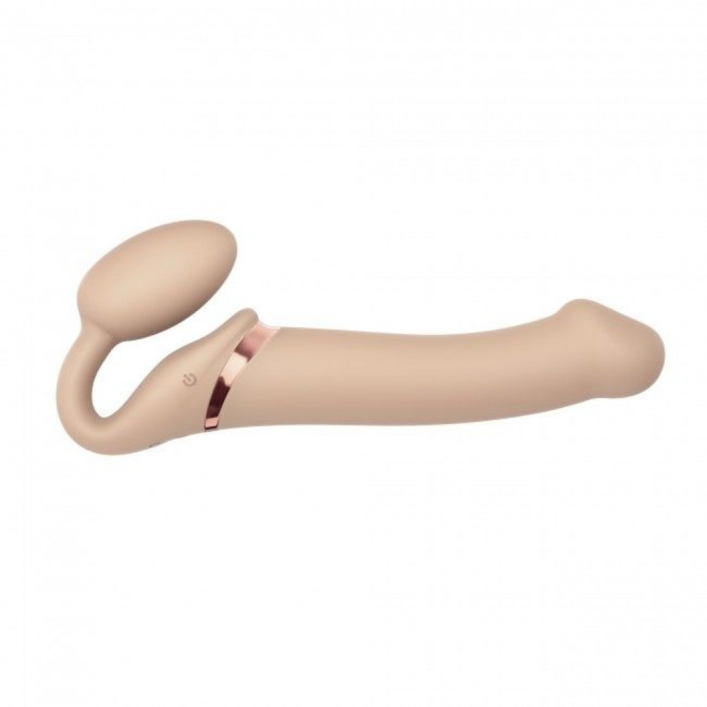 Страпоны безремневые - Безремневой страпон с вибрацией Strap-On-Me Vibrating Flesh L, диаметр 3,7см, пульт ДУ, регулируемый 1