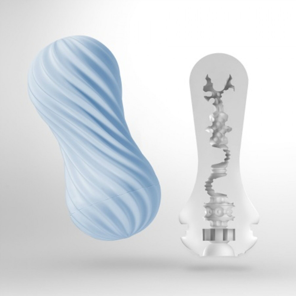Другие мастурбаторы - Мастурбатор Tenga FLEX Bubbly Blue с изменяемой интенсивностью, можно скручивать, вакуум 2