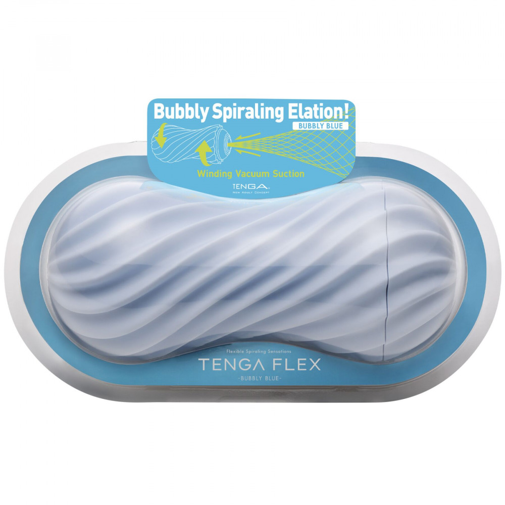 Другие мастурбаторы - Мастурбатор Tenga FLEX Bubbly Blue с изменяемой интенсивностью, можно скручивать, вакуум 1