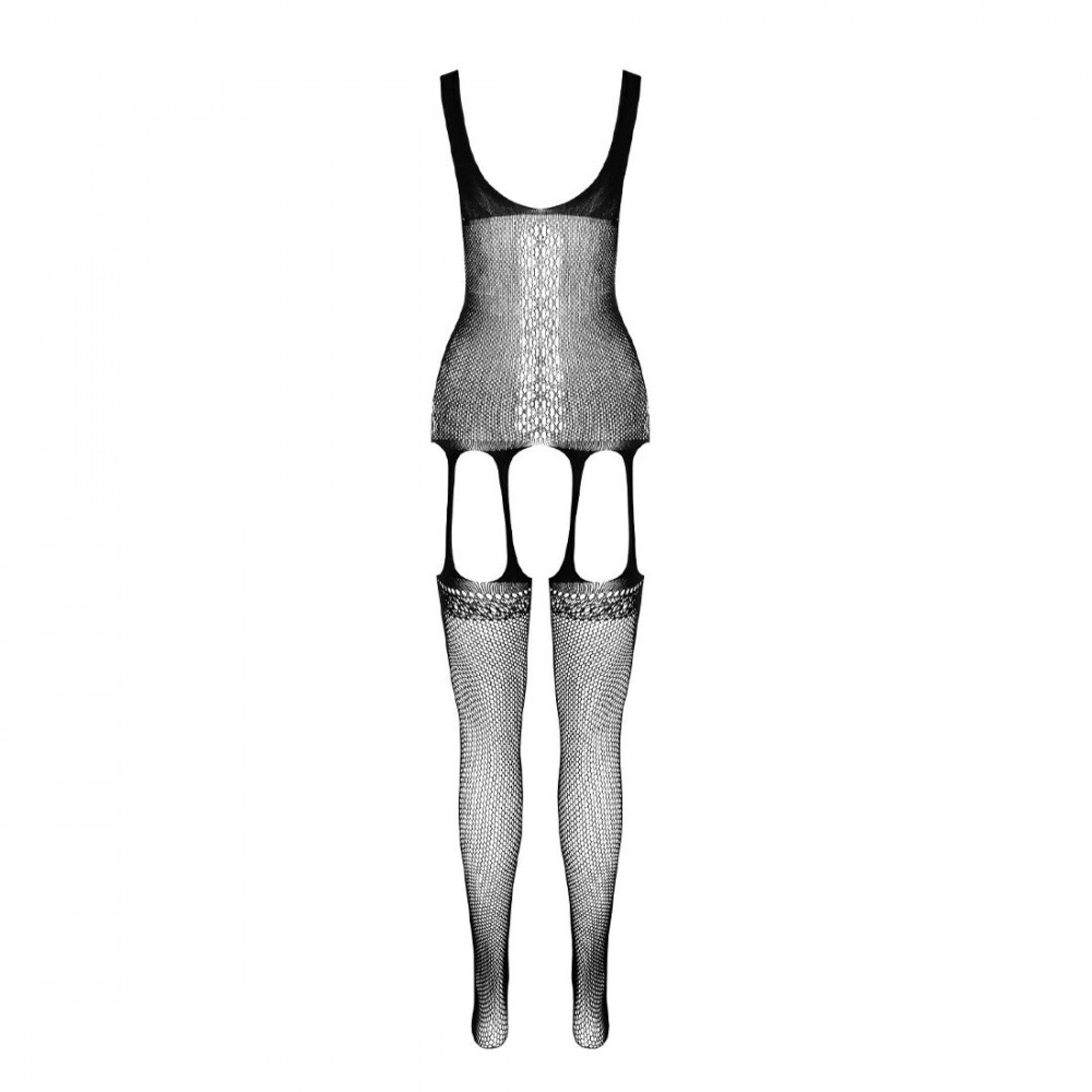 Бодистокинг - Бодистокинг Passion ECO BS007 black, с доступом, силуэтный рисунок, имитация подвязок 2