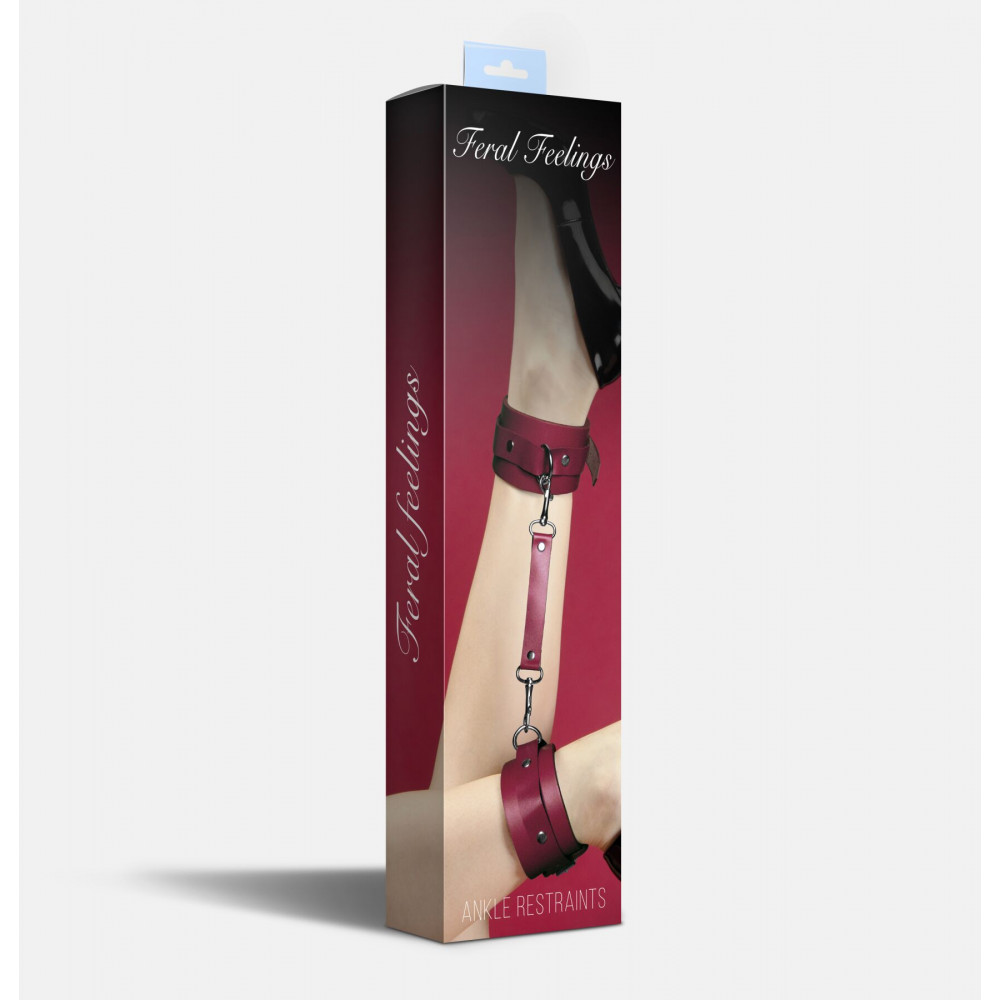 Наручники, веревки, бондажы, поножи - Поножи Feral Feelings – Ankle Restraints, натуральная кожа, burgundy  1