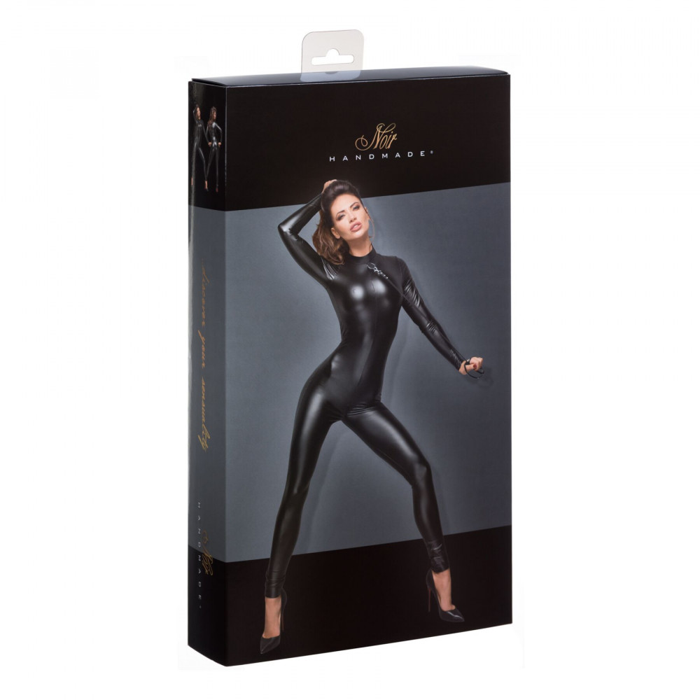 Женское эротическое белье - Комбинезон Noir Handmade F162 Powerwetlook overall with leash and two-way zipper - S 4
