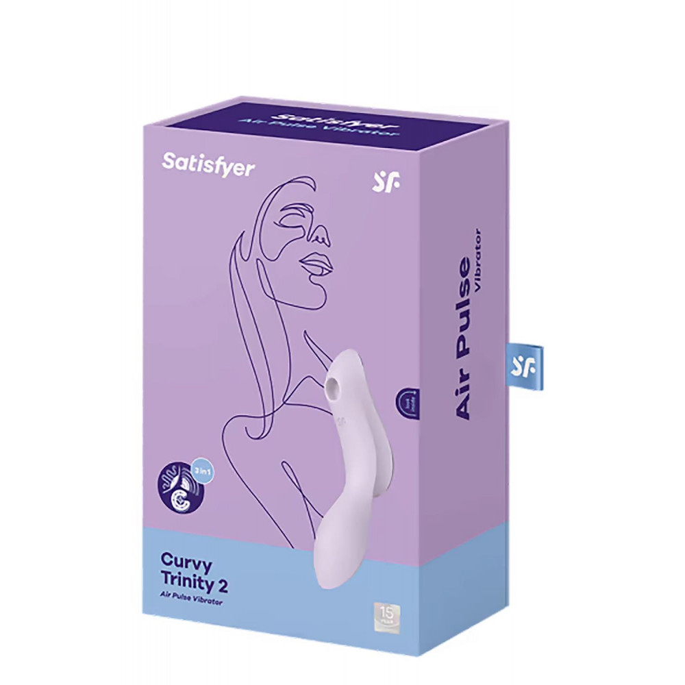 Вибратор - Подвійний вібратор із вакуумною стимуляцією Satisfyer Curvy Trinity 2 violet 3