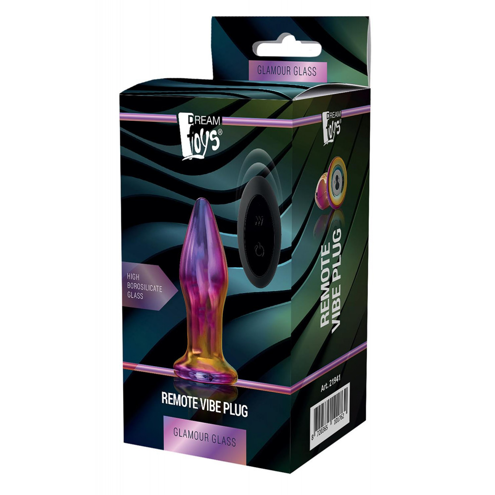 Анальные вибраторы - Анальная пробка с вибрацией стеклянная Dream Toys GLAMOUR GLASS PLUG 3