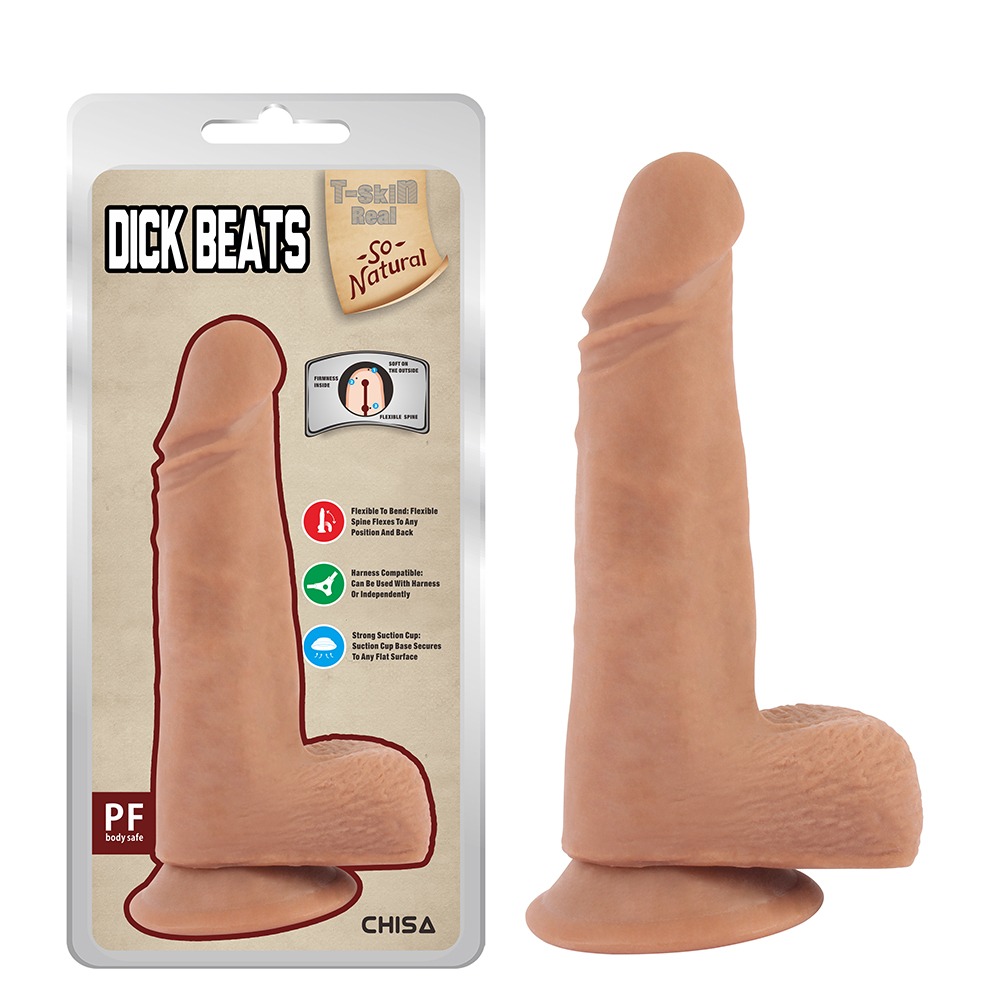 Секс игрушки - Фаллоимитатор реалистичный с мошонкой Chisa T-skin Real Dick Beats телесный, 18 см.