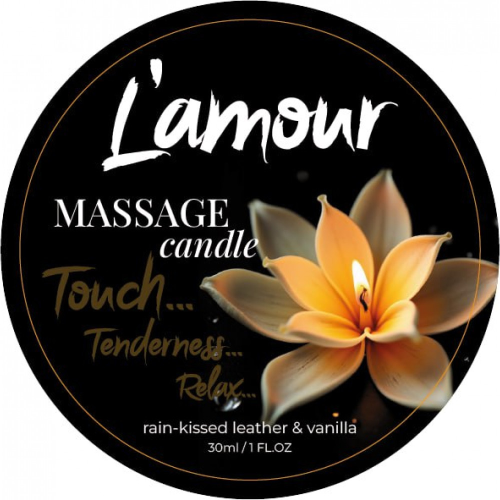 Лубриканты - Массажная свеча L'amour Rain-Kissed Leather and Vanilla с ароматом ванили, 30 мл