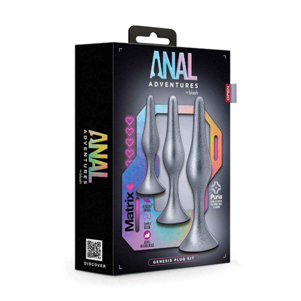 Секс игрушки - Набор анальных пробок серебряный ,ANAL ADVENTURES MATRIX GENESIS PLUG KIT 1