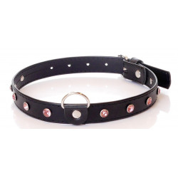 Ошейник из искуственной кожи с кристаллами Fetish Boss Series - Collar Pink Crystal, BS3300120