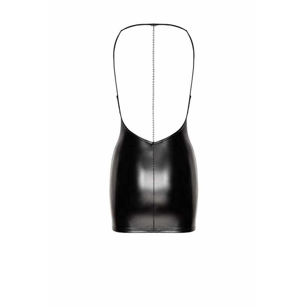 Эротическое белье - Платье винил, F307 Noir Handmade Mirage, с дорожкой страз по спине, черное, размер S 3