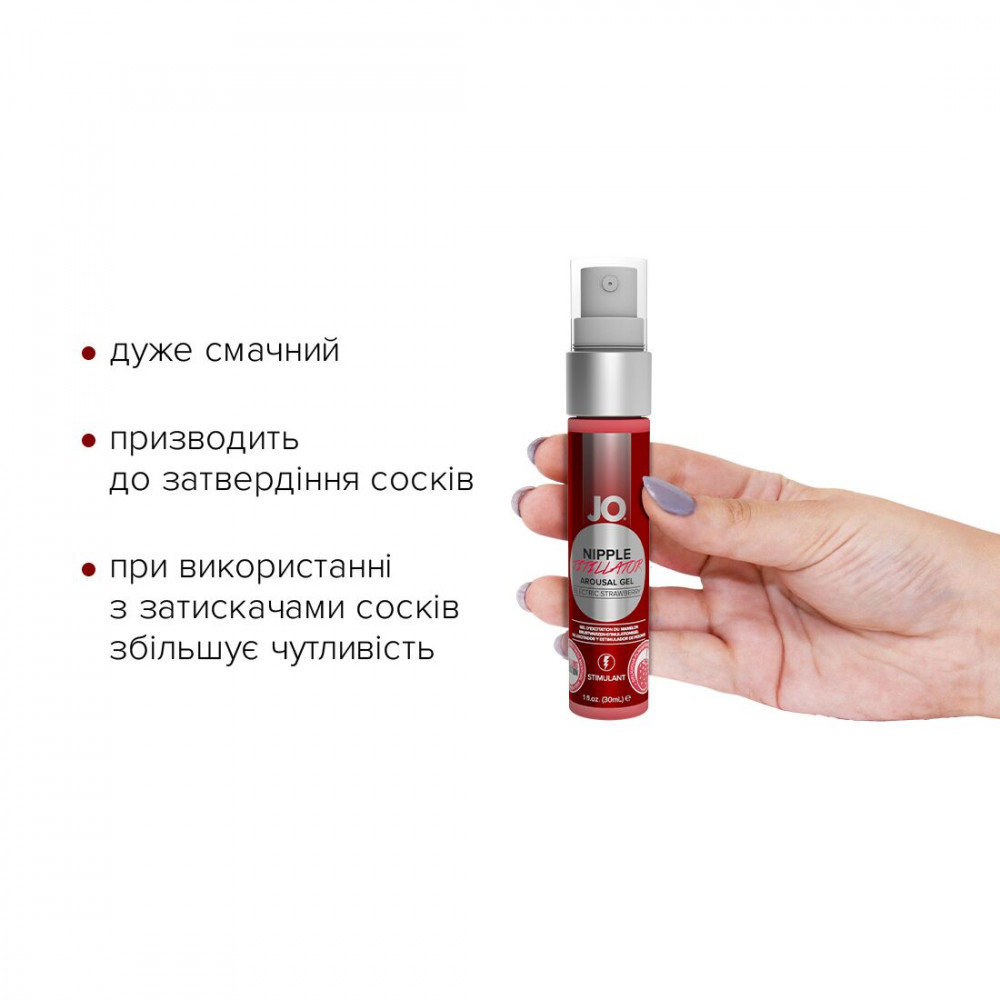 Стимулирующие средства и пролонгаторы - Гель для стимуляции сосков System JO Nipple Titillator Strawberry (30 мл), ментол и перечная мята 3