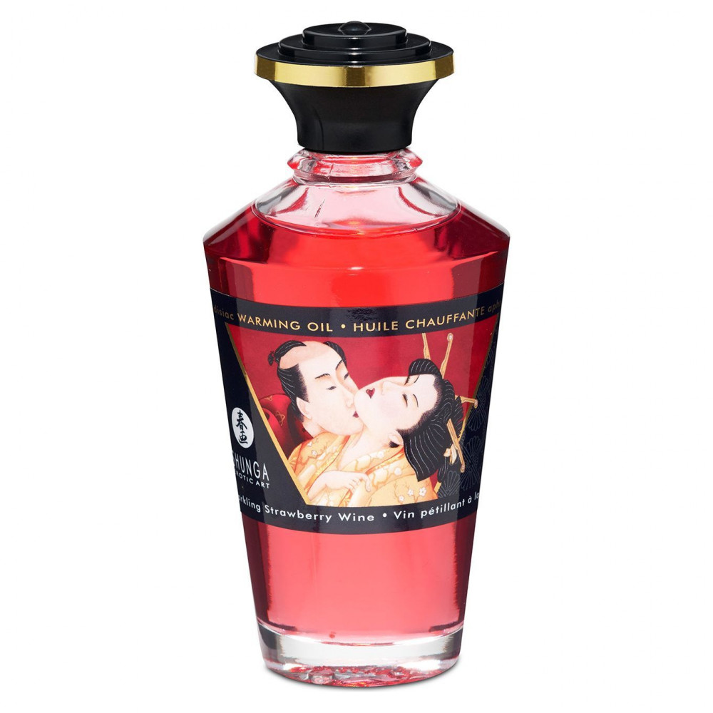 Массажные масла и свечи - Разогревающее масло Shunga Aphrodisiac Warming Oil - Sparkling Strawberry Wine (100 мл) без сахара 2
