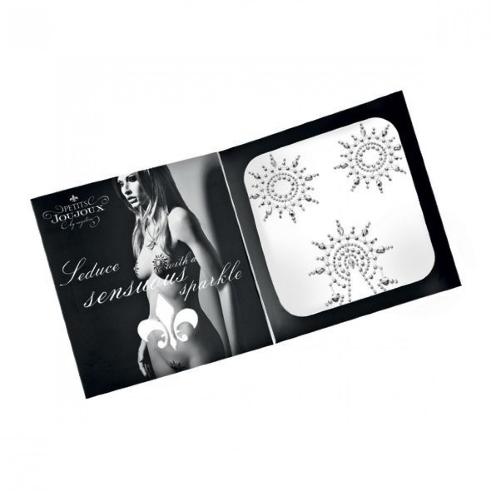 Интимные украшения - Пэстис из кристаллов Petits Joujoux Gloria set of 3 - Silver, украшение на грудь и вульву 1