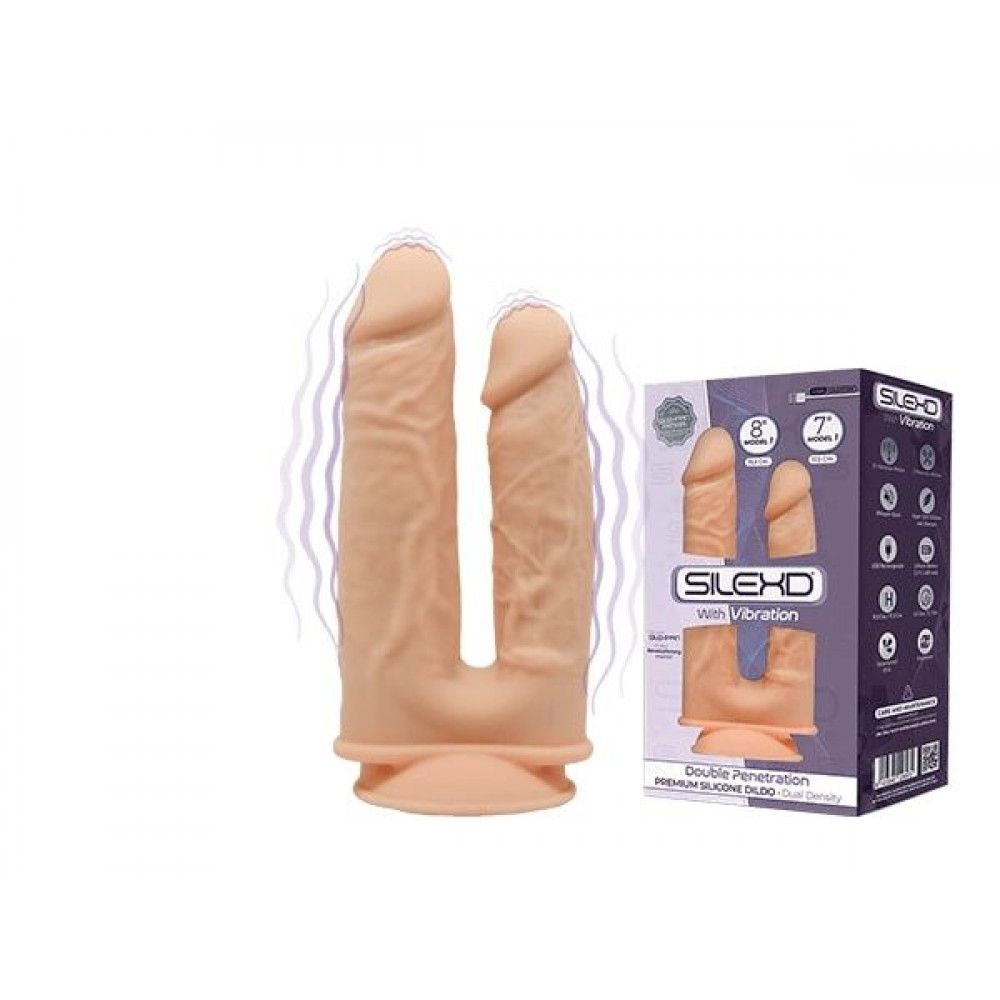 Двухсторонние фаллоимитаторы - Фаллоимитатор двойной с вибрацией SilexD Double Gusto Flesh Motor (Model 1 size 8
