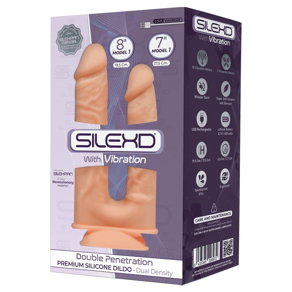Двухсторонние фаллоимитаторы - Фаллоимитатор двойной с вибрацией SilexD Double Gusto Flesh Motor (Model 1 size 8