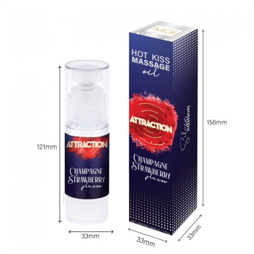 Массажные масла - Съедобное массажное масло MAI Attraction Champagne Strawberry Hot Kiss (50 мл) 2