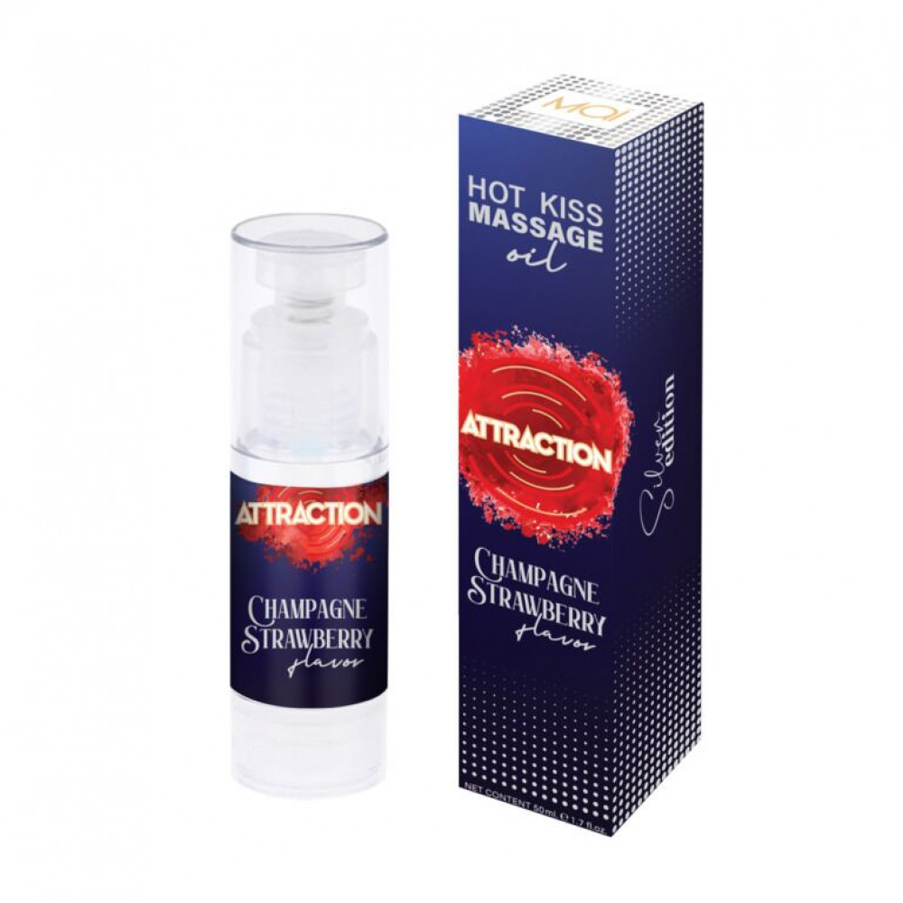 Массажные масла - Съедобное массажное масло MAI Attraction Champagne Strawberry Hot Kiss (50 мл) 4