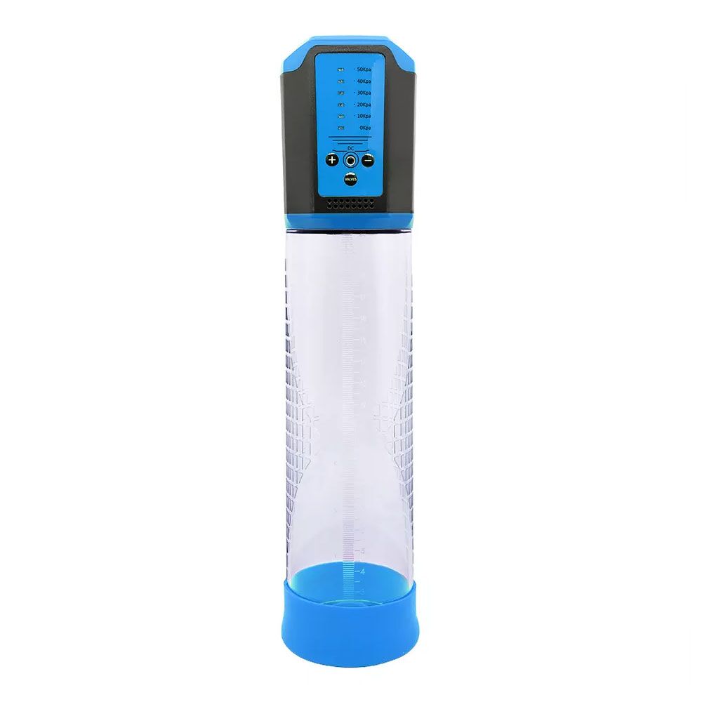 Вакуумная помпа на член - Автоматическая вакуумная помпа Men Powerup Passion Enlargement system Blue перезаряжаемая, 5 режимов