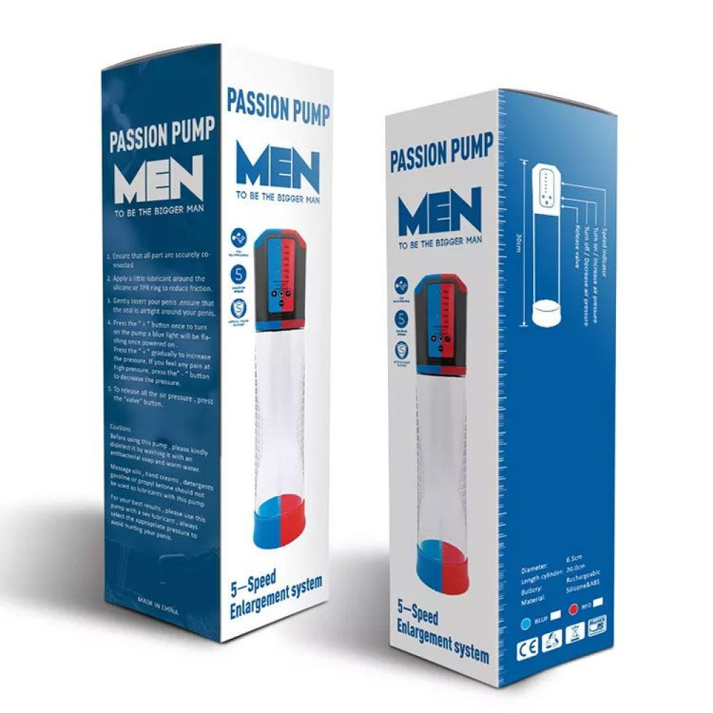 Вакуумная помпа на член - Автоматическая вакуумная помпа Men Powerup Passion Enlargement system Blue перезаряжаемая, 5 режимов 1