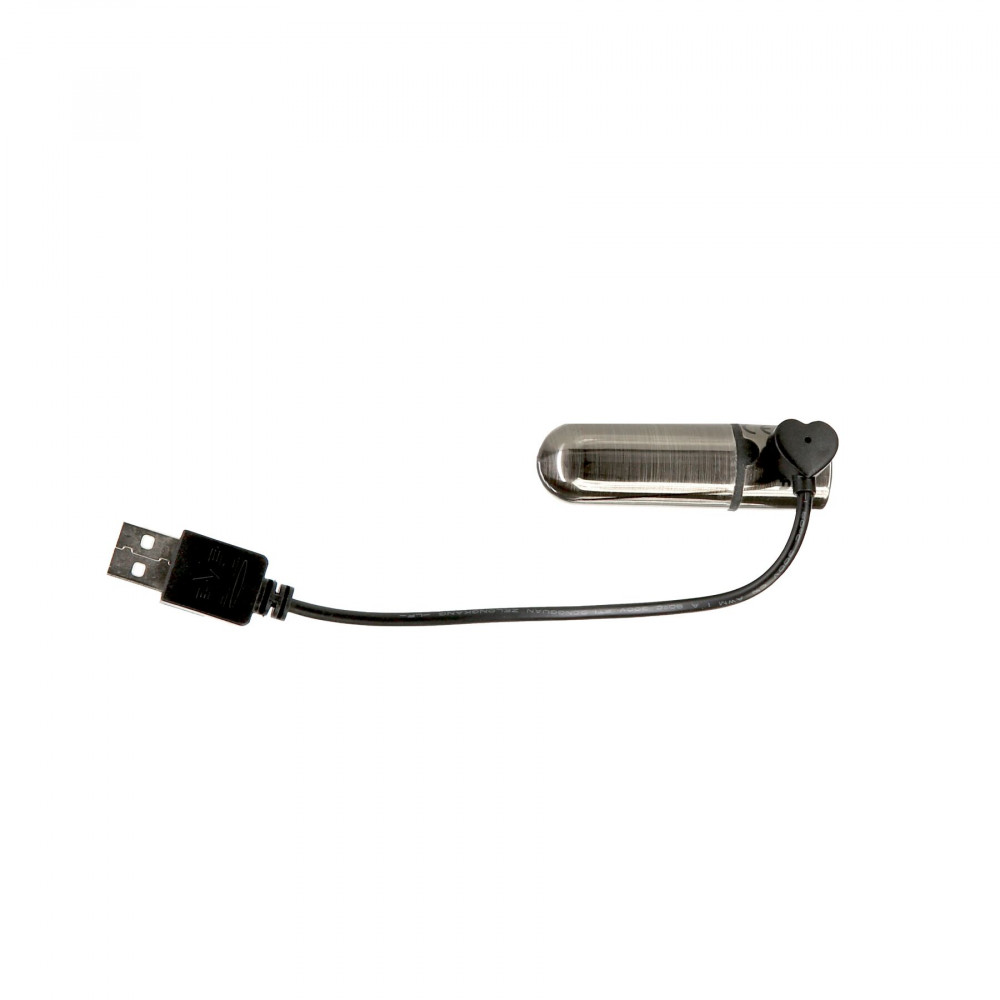 Клиторальный вибратор - Вибропуля PowerBullet First-Class Bullet 2.5″ with Key Chain Pouch, Gun Metal, 9 режимов вибрации 6