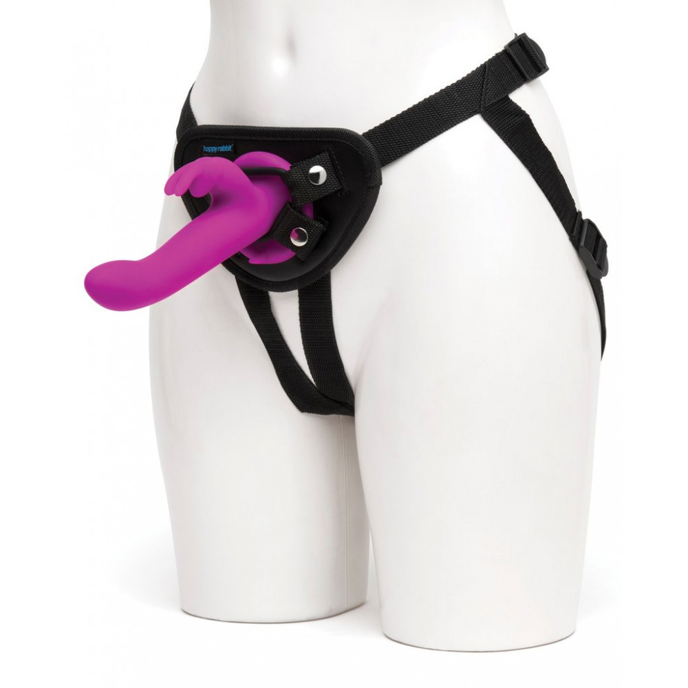 Женские страпоны - Страпон -кролик с вибрацией и трусиками Happy Rabbit Rechargeable Vibrating Strap-On Harness Set