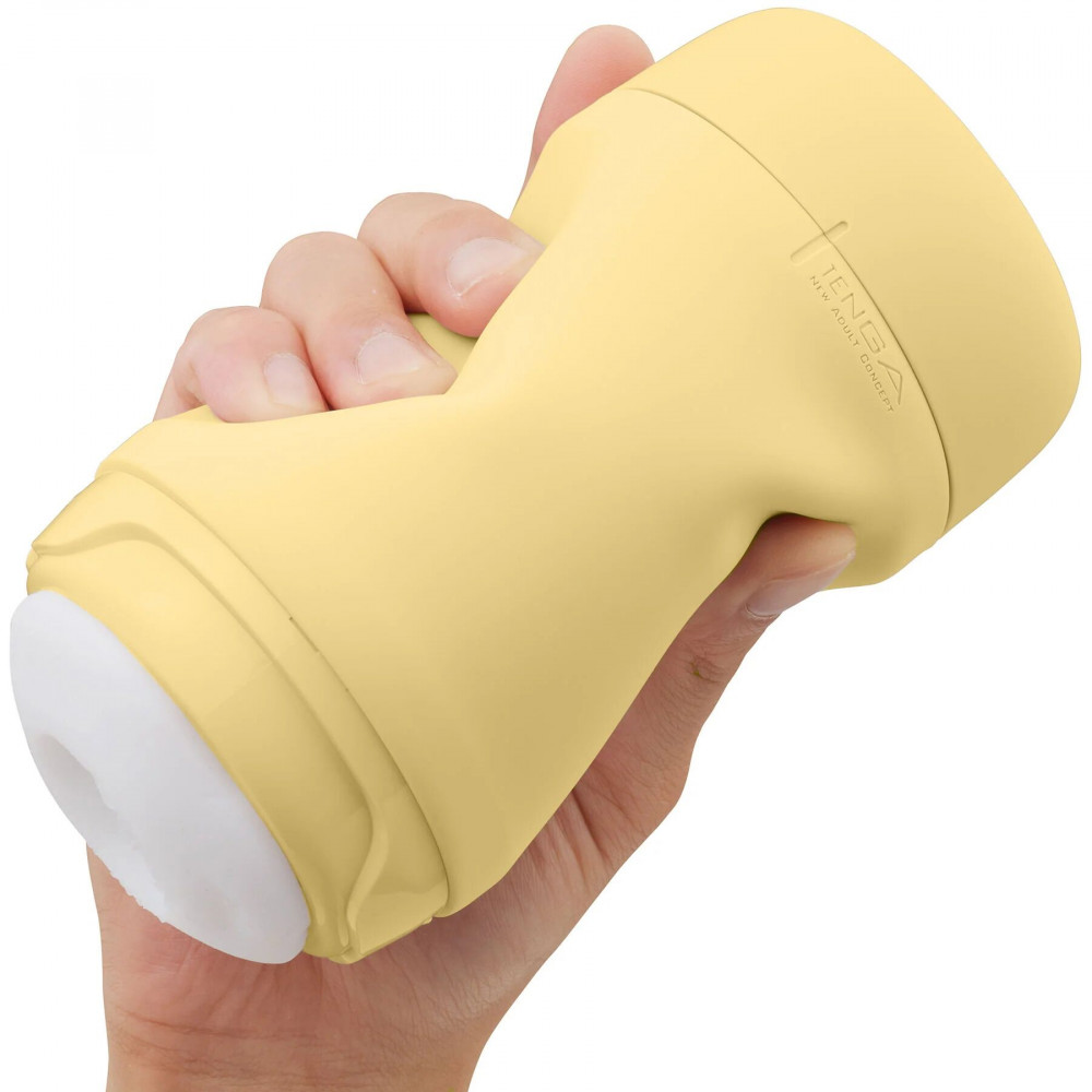 Другие мастурбаторы - Мастурбатор TENGA PUFFY Custard Yellow, ультрамягкий материал, многоразовый, сквозной 5