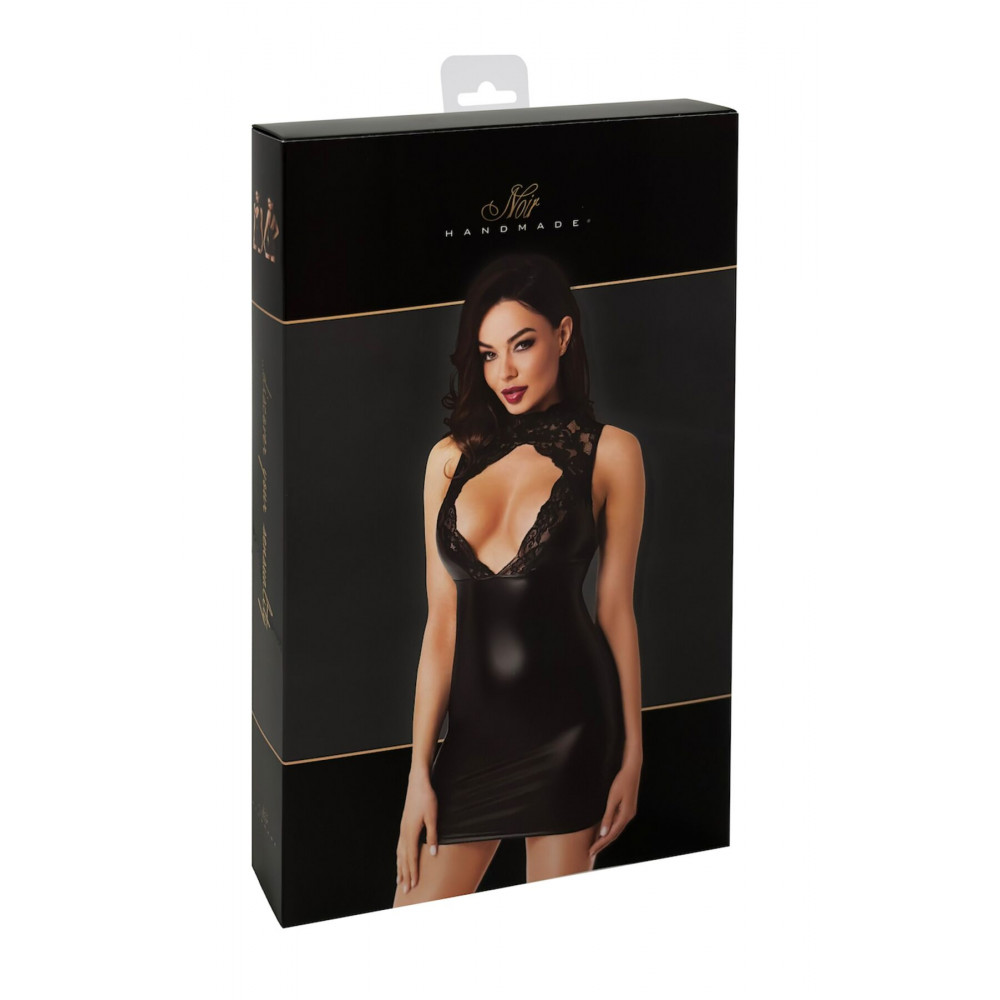 Женское эротическое белье - Платье Noir Handmade F343 Powerwetlook and lace mini skirt - S 6