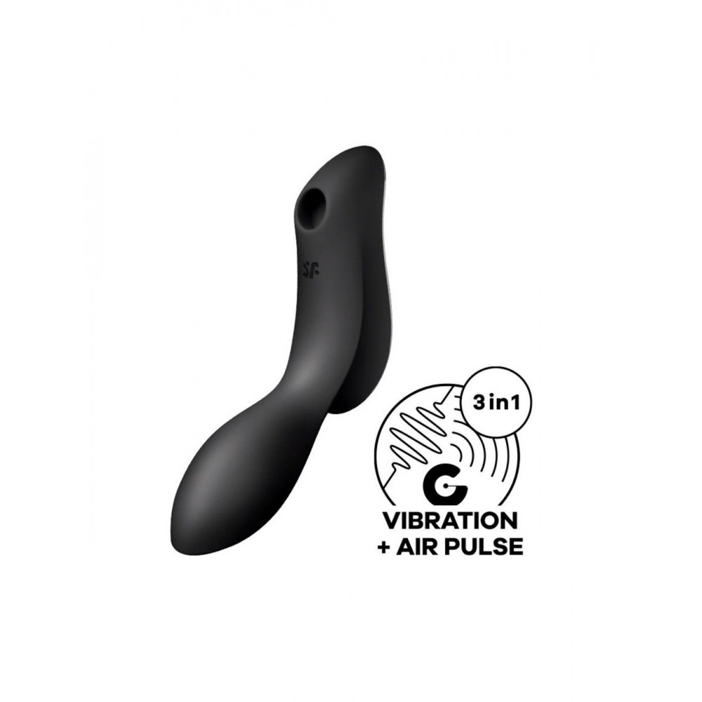 Вибраторы вакуумные - Вакуумный стимулятор с вибрацией Satisfyer Curvy Trinity 2 Black