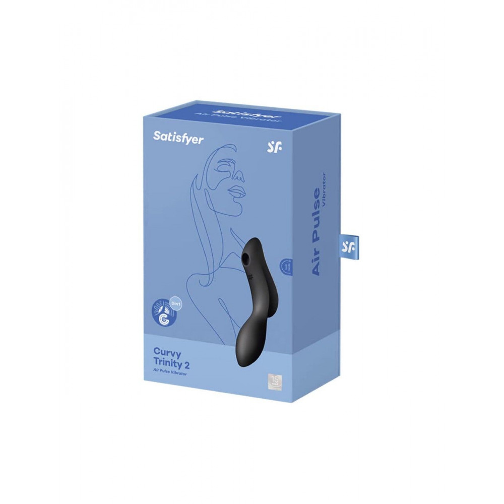 Вибраторы вакуумные - Вакуумный стимулятор с вибрацией Satisfyer Curvy Trinity 2 Black 1