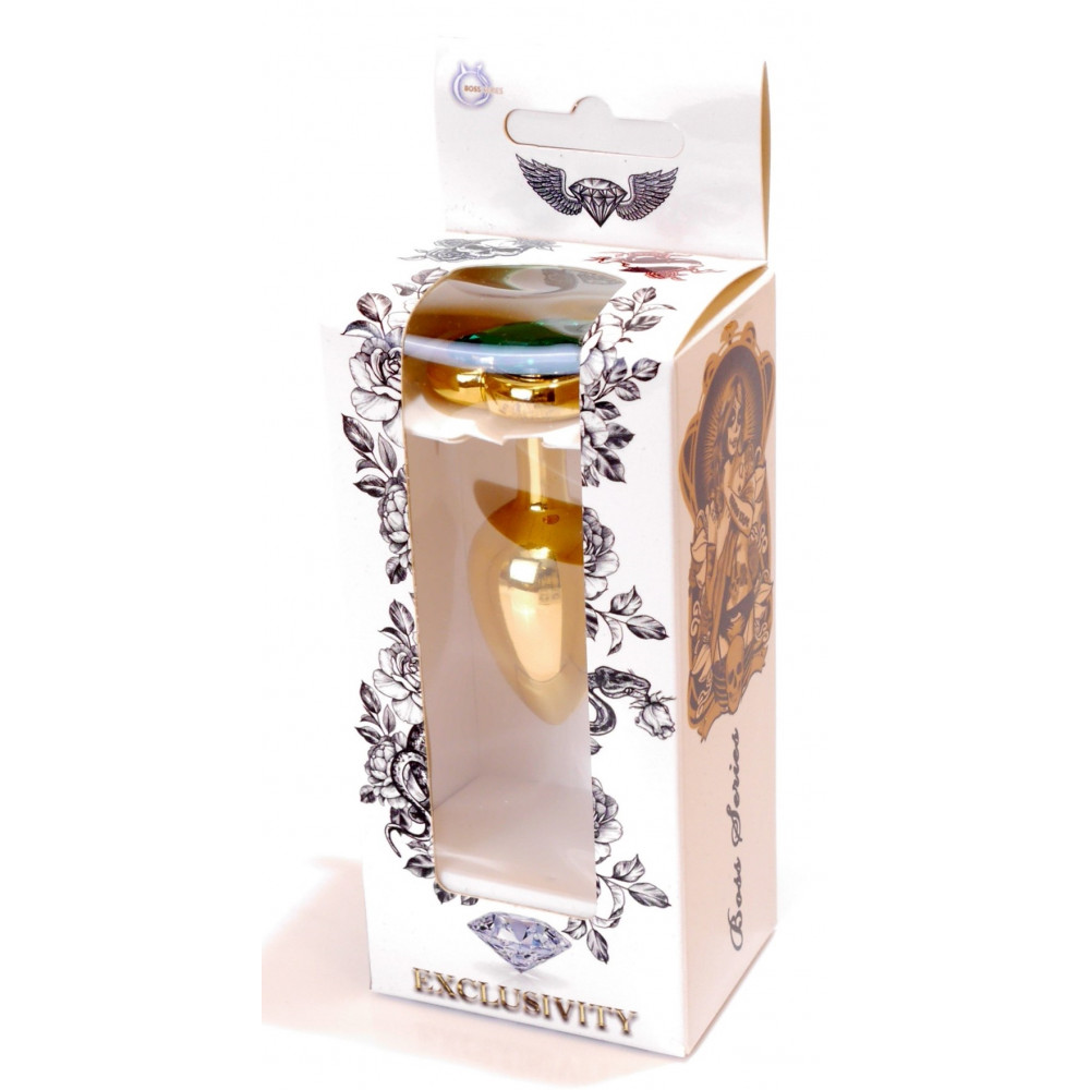Анальные игрушки - Анальная пробка Boss Series - Jewellery Gold Heart PLUG Green S, BS6400042 2
