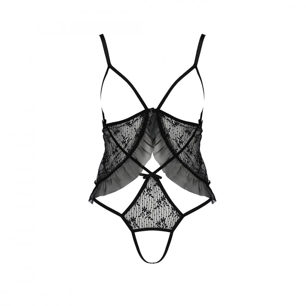 Эротическое боди - Боди монокини с открытой грудью JUSTINA BODY black L/XL Passion 3