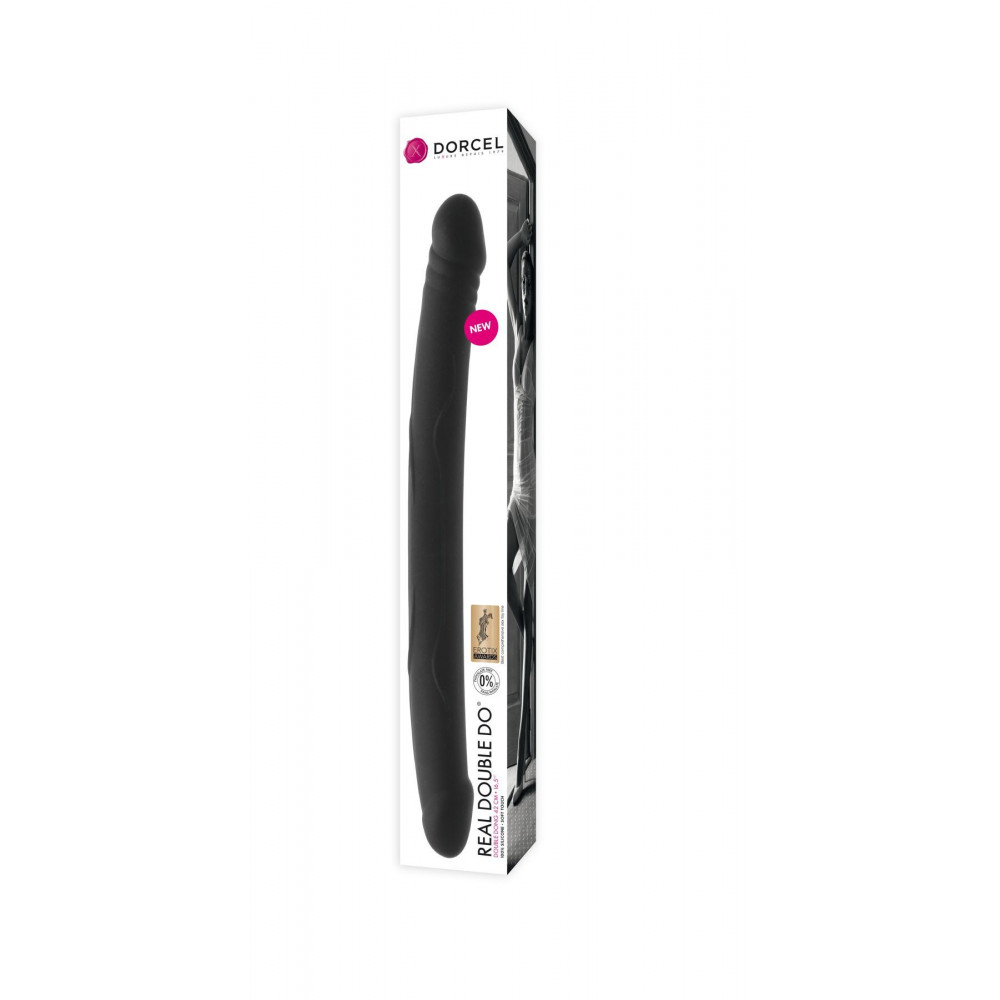 Двухсторонние фаллоимитаторы - Фаллоимитатор двусторонний Dorcel Real Double Do Black, диаметр 4см, длина 42см 1