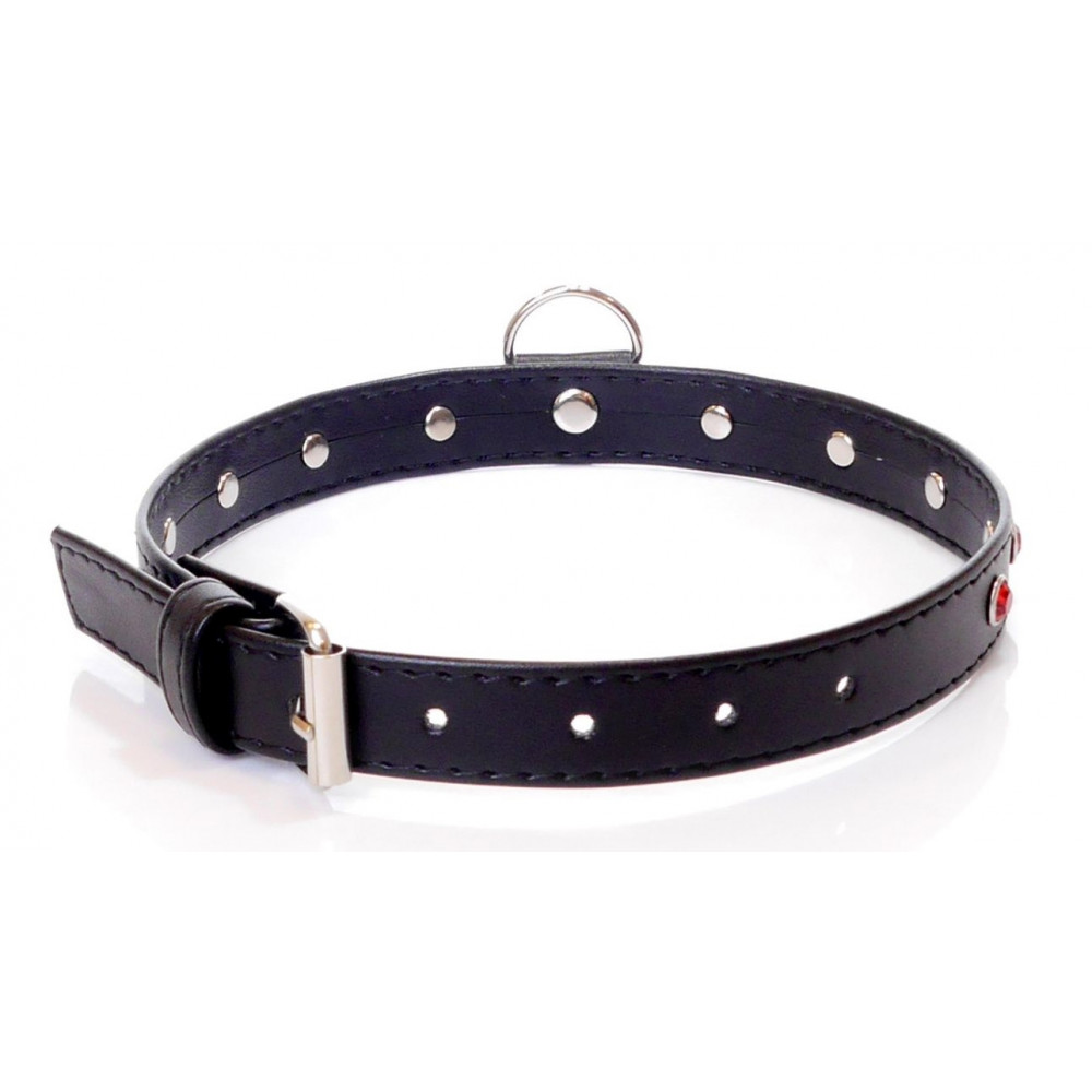 Электростимуляторы - Ошейник из искуственной кожи с кристаллами Fetish Boss Series - Collar Red Crystal, BS3300121 3