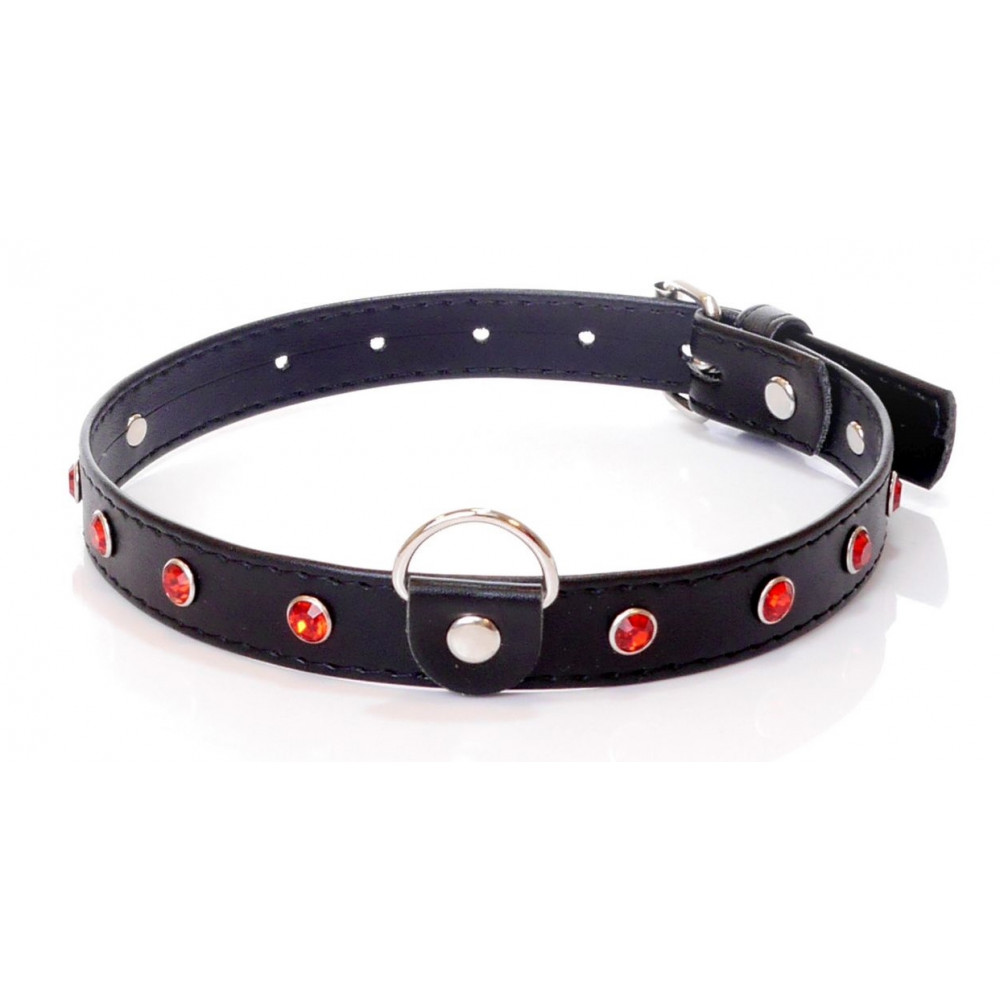 Электростимуляторы - Ошейник из искуственной кожи с кристаллами Fetish Boss Series - Collar Red Crystal, BS3300121