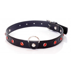 Ошейник из искуственной кожи с кристаллами Fetish Boss Series - Collar Red Crystal, BS3300121