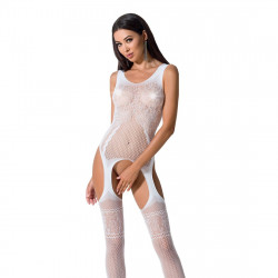 Бодистокинг Passion BS061 white, комбинезон, имитация чулок