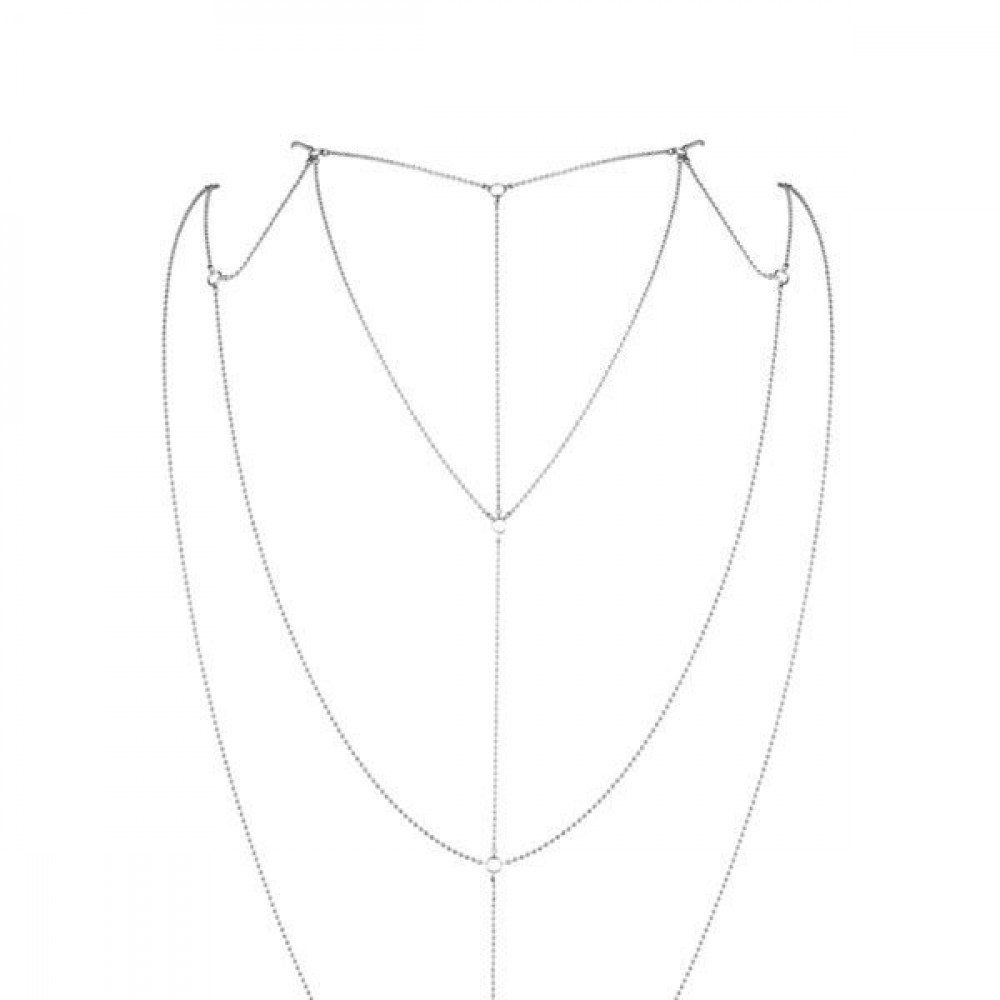 Интимные украшения - Цепочка для спины Bijoux Indiscrets Magnifique Back and Cleavage Chain - Silver, украшение для тела 6