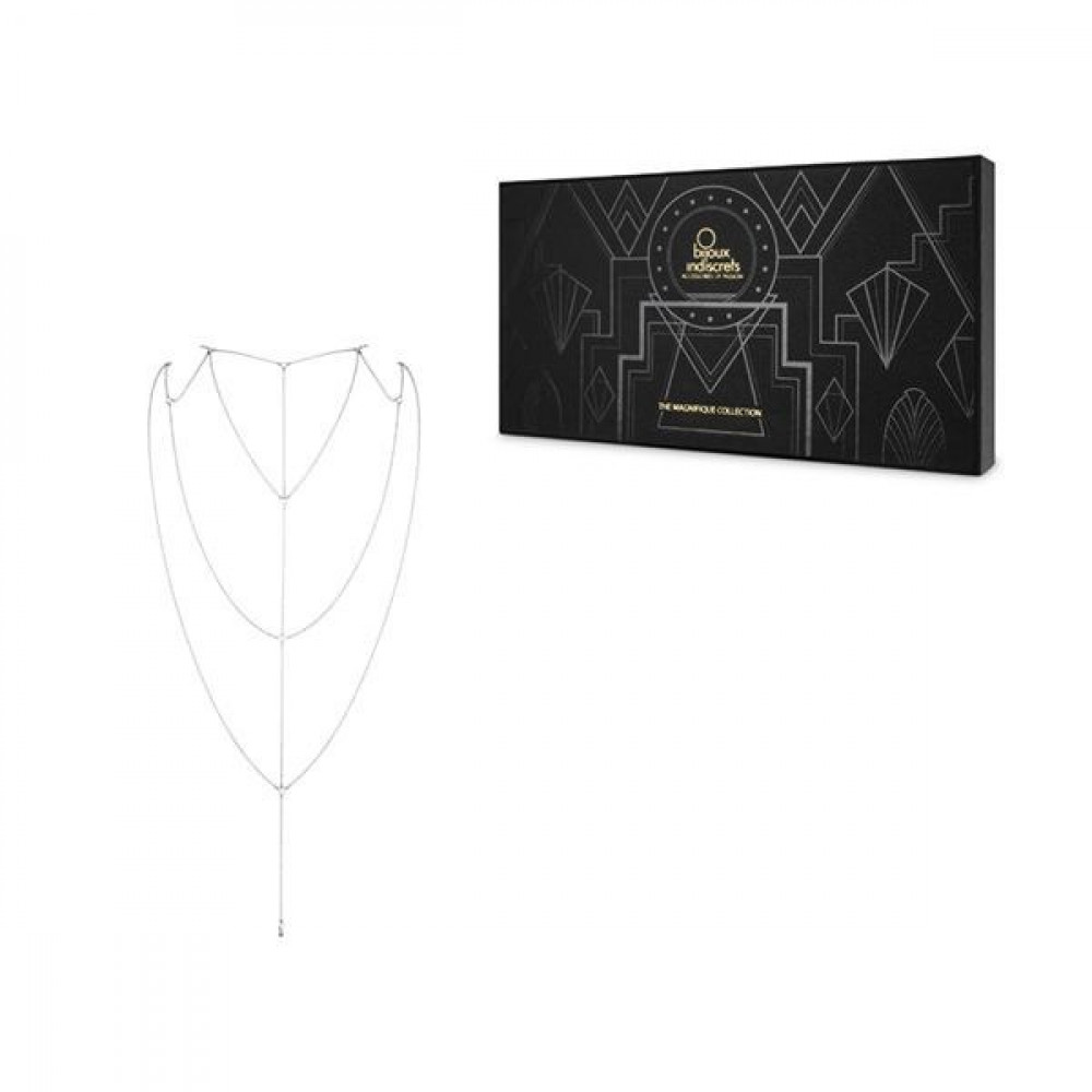 Интимные украшения - Цепочка для спины Bijoux Indiscrets Magnifique Back and Cleavage Chain - Silver, украшение для тела 4