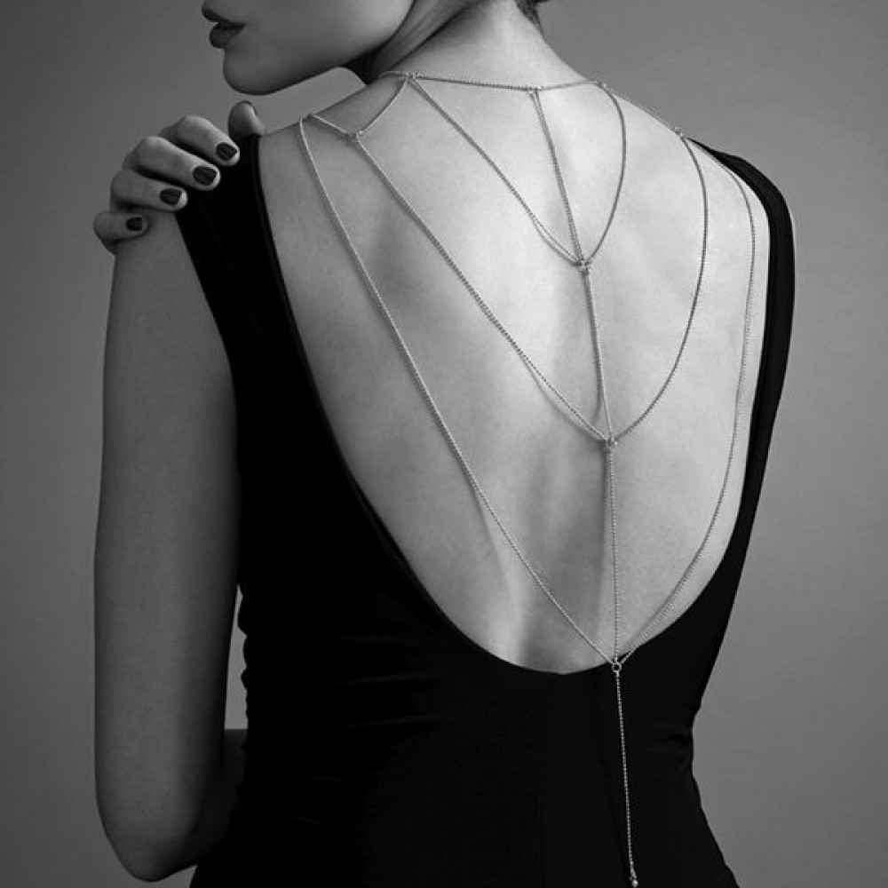 Интимные украшения - Цепочка для спины Bijoux Indiscrets Magnifique Back and Cleavage Chain - Silver, украшение для тела 3