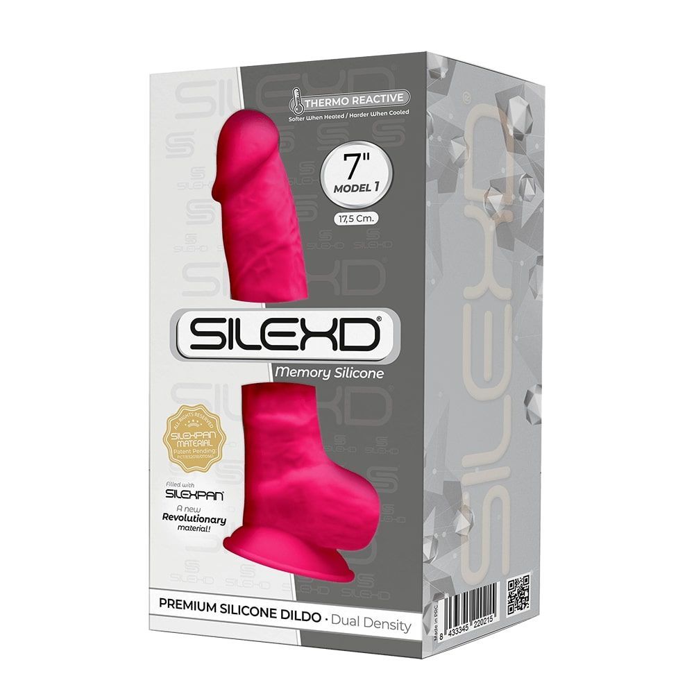 Фаллоимитаторы на присоске, двойные - Фаллоимитатор SilexD Johnny Pink (MODEL 1 size 7in), двухслойный, силикон+Silexpan, диаметр 3,8см 1