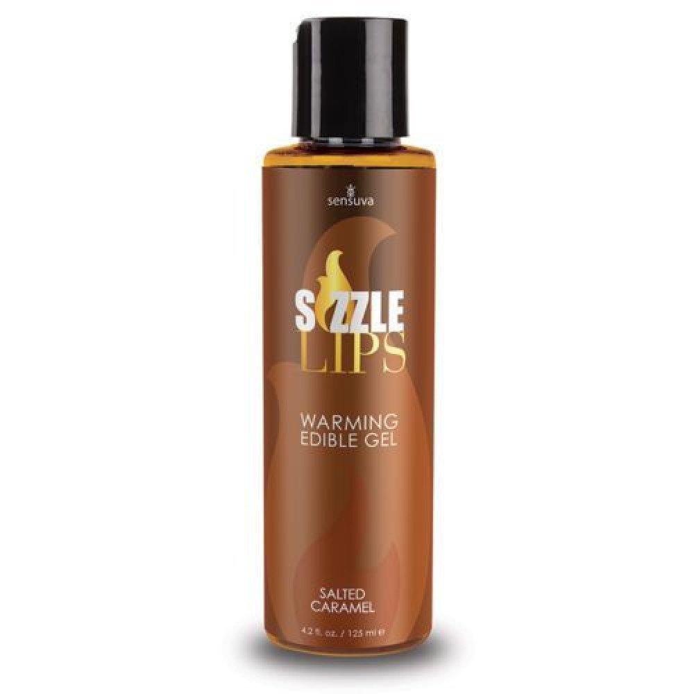 Массажные масла и свечи - Согревающий массажный гель Sensuva Sizzle Lips Salted Caramel (125 мл), без сахара, съедобный