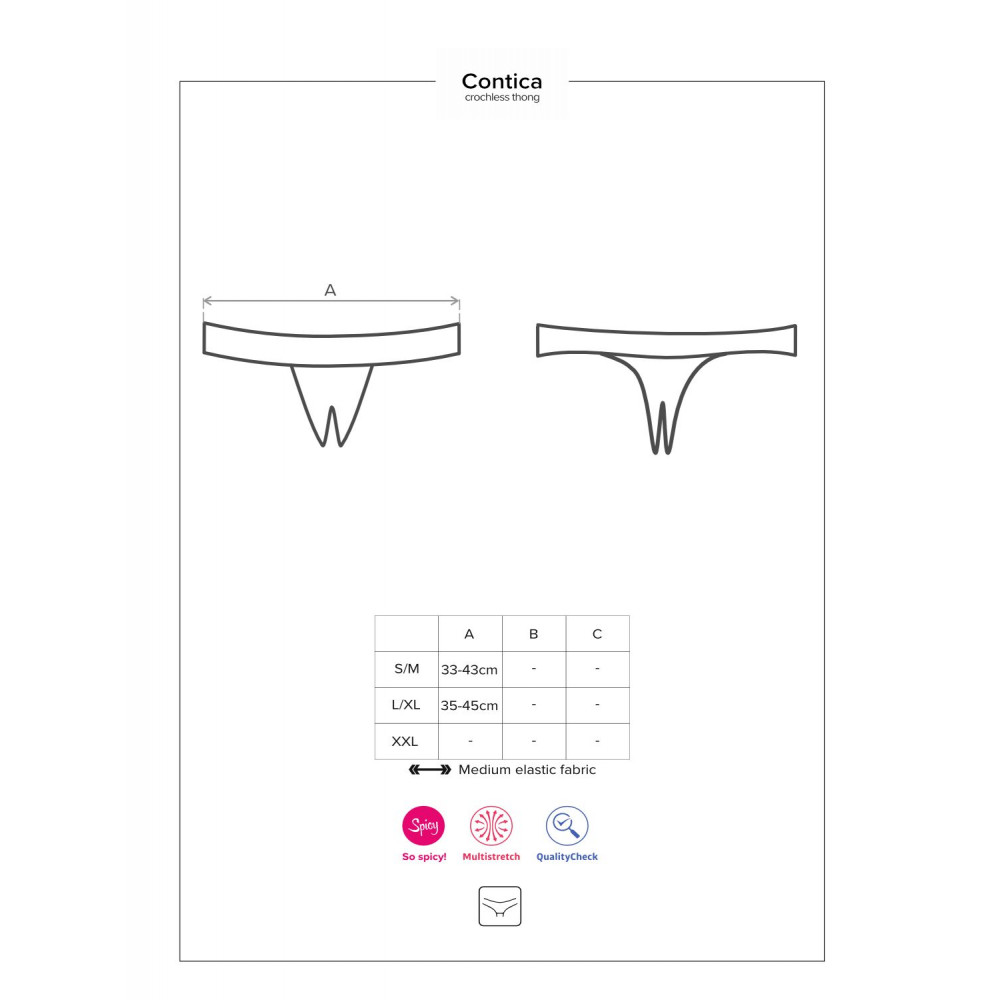 Сексуальные трусики - Кружевные танга с доступом Obsessive Contica crothchles thong L/XL, черные 2