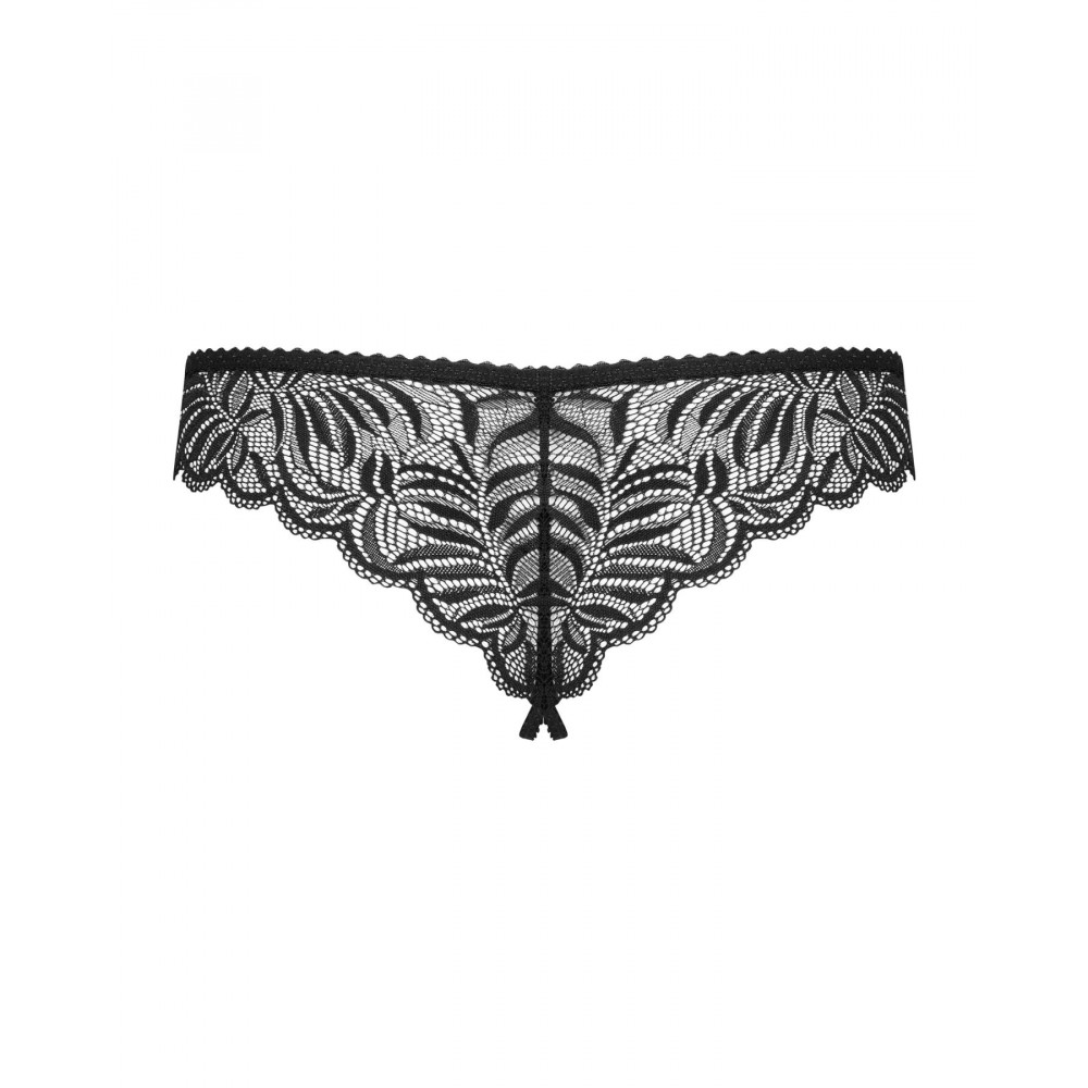 Сексуальные трусики - Кружевные танга с доступом Obsessive Contica crothchles thong L/XL, черные 3