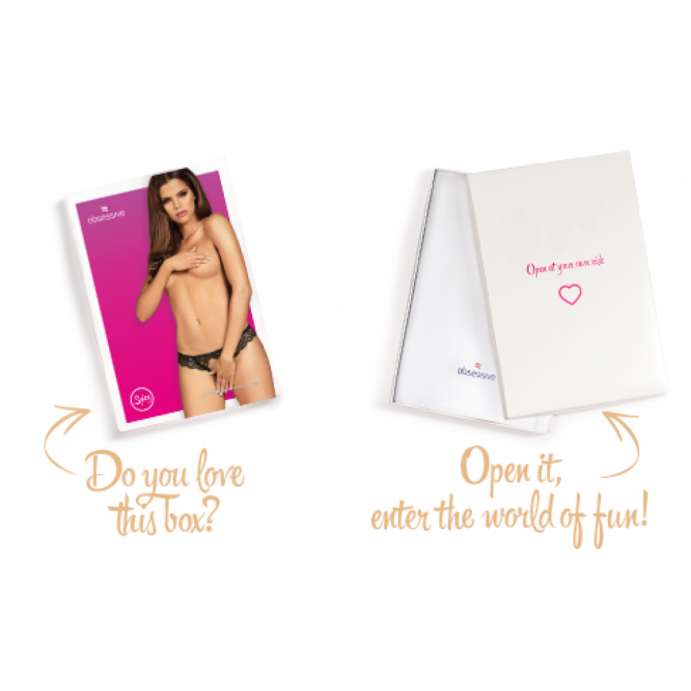 Сексуальные трусики - Кружевные танга с доступом Obsessive Contica crothchles thong L/XL, черные 1