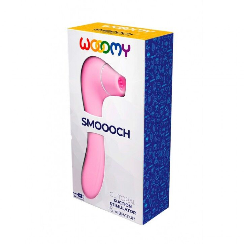 Вибраторы вакуумные - Вакуумный стимулятор с вибрацией Wooomy Smoooch Pink Clitoral Suction & Vibration, 10х2 режимов 1
